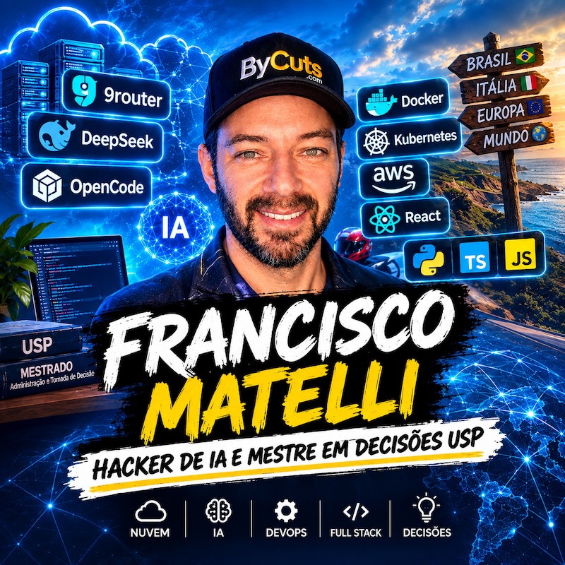 Francisco Matelli, à frente da F5 Sites, em arte com IA, nuvem e DevOps
